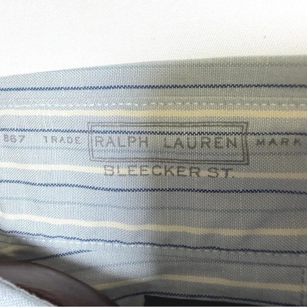 Custom Ralph Lauren Mens Blue White Striped R.L. Academy Bleecker St Shirt XL